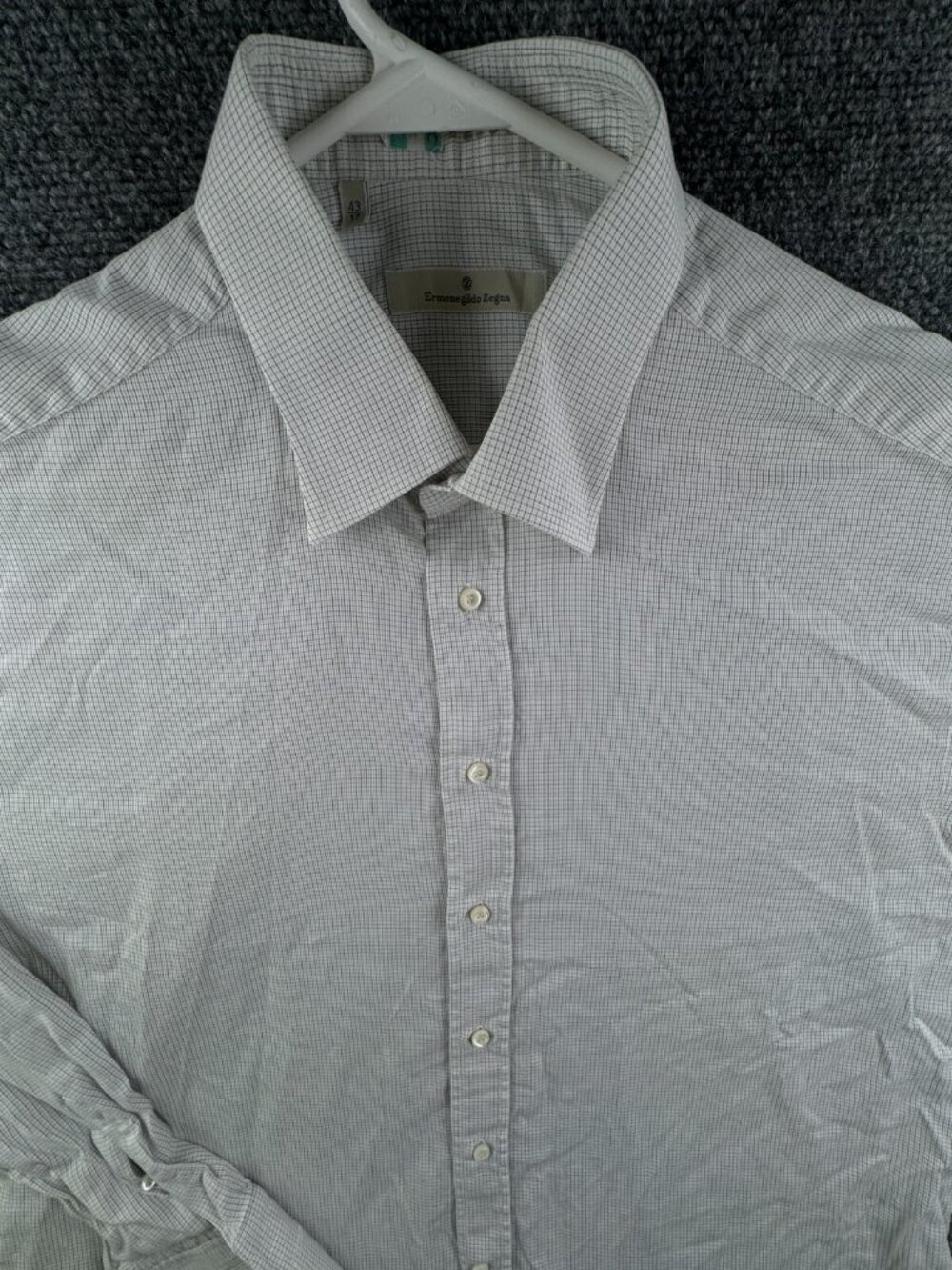 Ermenegildo Zegna Men Long Sleeve Button Up Shirt Gray Check Size 17 Designer